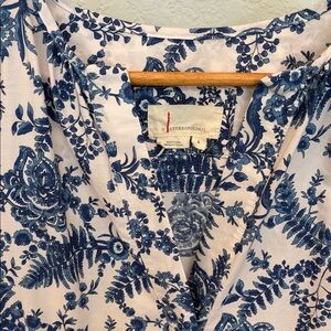 Like New Anthropologie White and Blue Floral Somerset Maxi size L